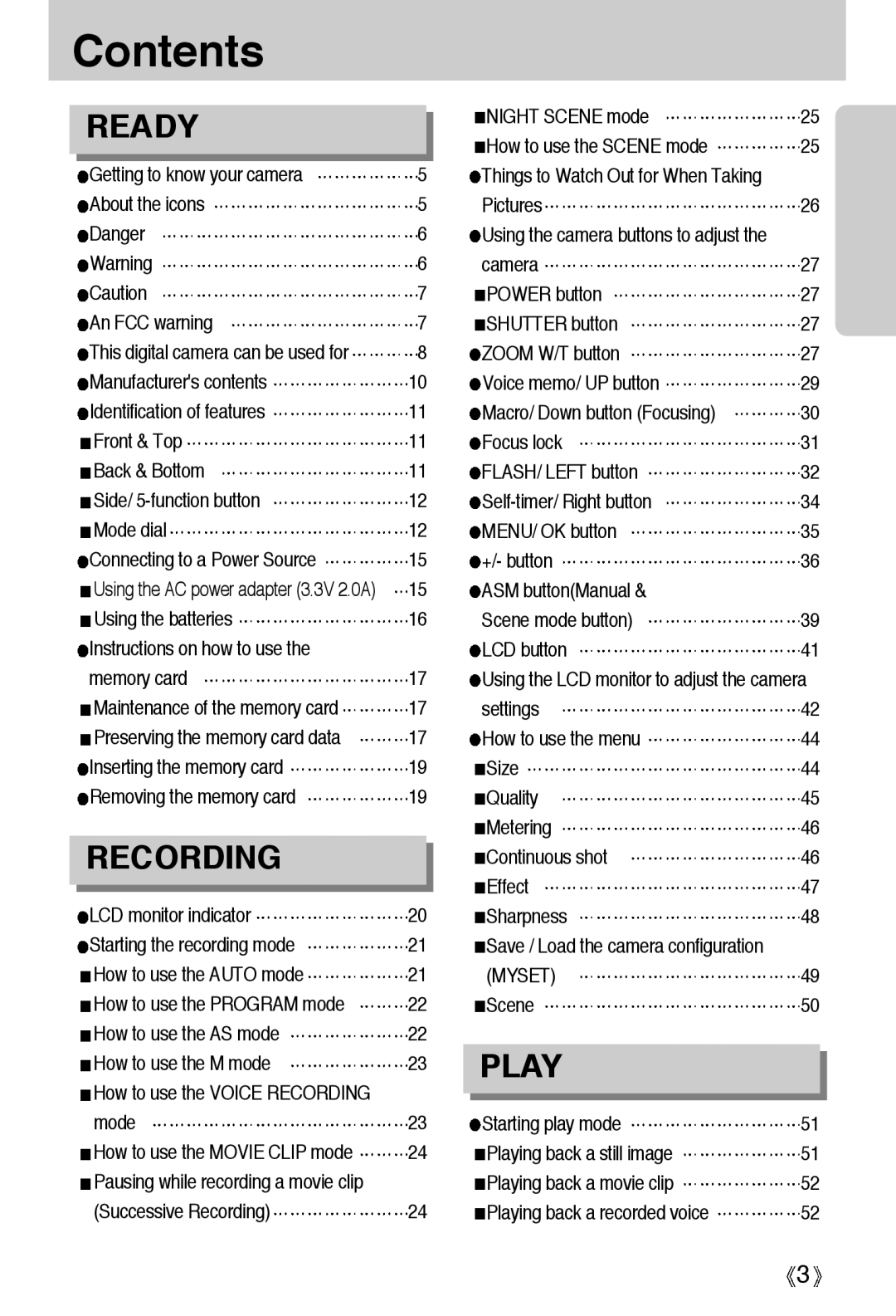 Samsung EC-A6ZZZSAB, EC-A6ZZZSBA/E1, EC-A6ZZZSBB/US, EC-A6ZZZSAA, EC-A6ZZZSAD, EC-A6ZZZSAC, EC-A6ZZZSBC/US manual Contents 