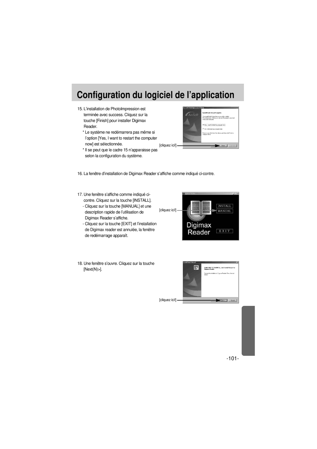 Samsung EC-A6ZZZSBA/E1 manual Now est sélectionnée, Une fenêtre s’ouvre. Cliquez sur la touche NextN 