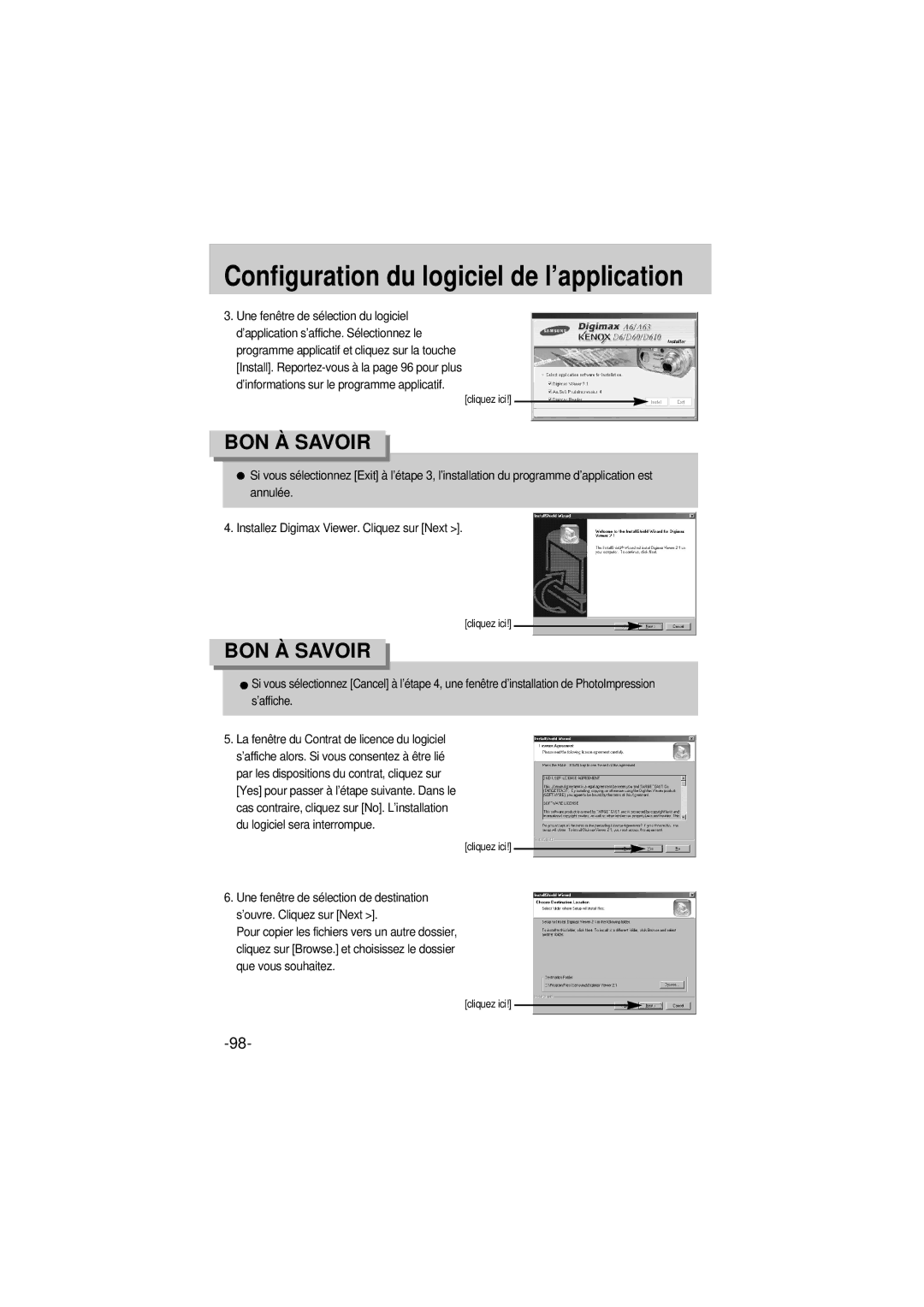 Samsung EC-A6ZZZSBA/E1 manual Configuration du logiciel de l’application 