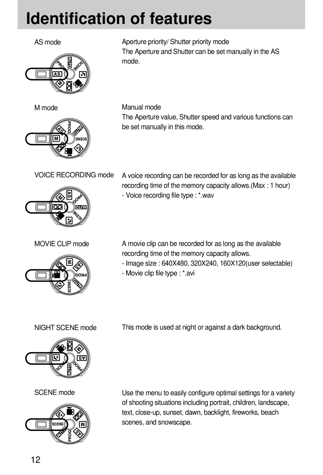 Samsung EC-A7ZZZSBB/E1, EC-A7ZZZSBB/US, EC-V70ZZSAA, EC-A7ZZZSBA/E1, EC-A7ZZZSAA, EC-A7ZZZSBA/US manual ❾ AS mode ❾ M mode 