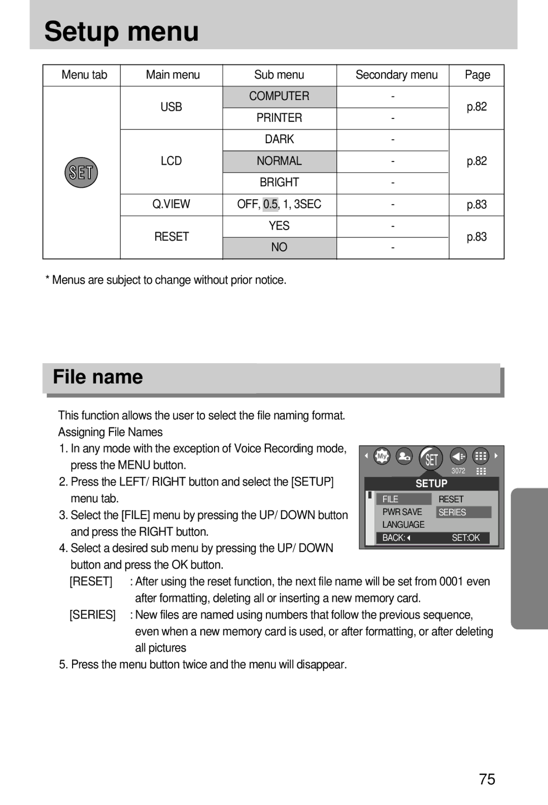 Samsung EC-A7ZZZSBA/E1, EC-A7ZZZSBB/E1, EC-A7ZZZSBB/US, EC-V70ZZSAA, EC-A7ZZZSAA manual File name, 3SEC, Series, All pictures 