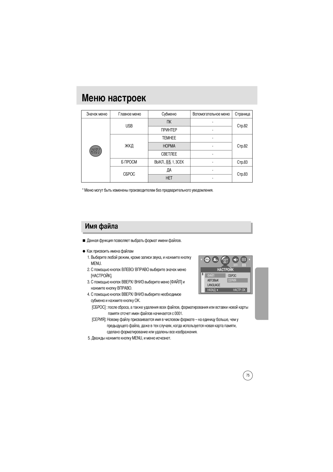 Samsung EC-A7ZZZSBA/E1, EC-A7ZZZSBB/E1, EC-A7ZZZSBB/US, EC-V70ZZSAA, EC-A7ZZZSAA, EC-A7ZZZSBA/US manual USB Hopma Menu 