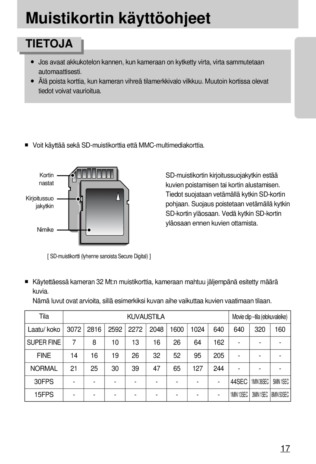 Samsung EC-A7ZZZSBB/E1 manual 3072 2816 2592 2272 2048 1600 1024 640 320, Fine 