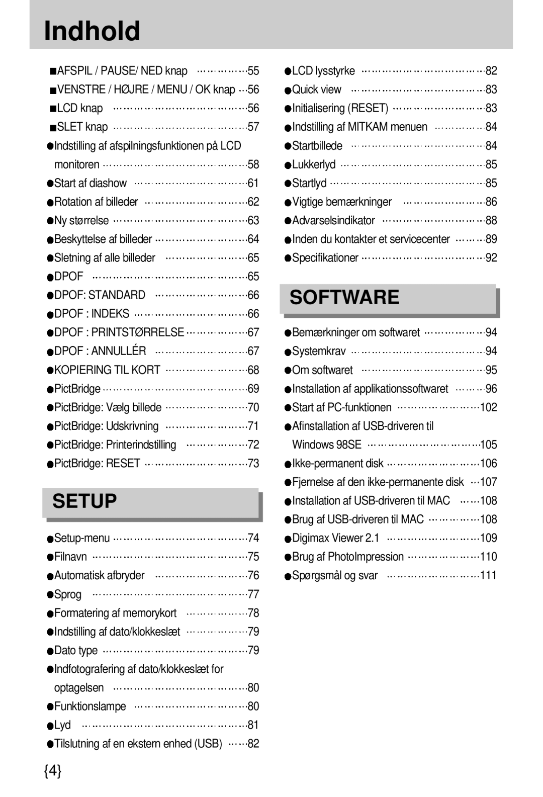 Samsung EC-A7ZZZSBB/E1 manual Dpof Dpof Standard, Dpof Indeks Dpof Printstørrelse, Dpof Annullér, Kopiering TIL Kort 