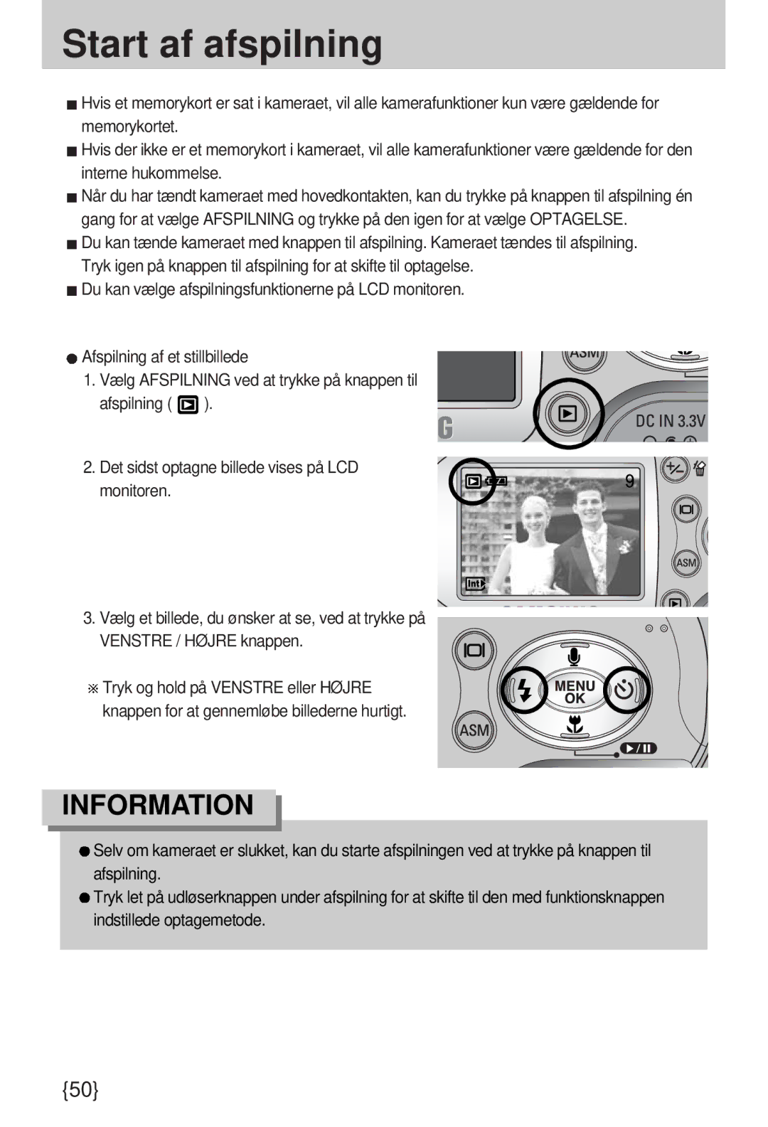 Samsung EC-A7ZZZSBB/E1 manual Start af afspilning 