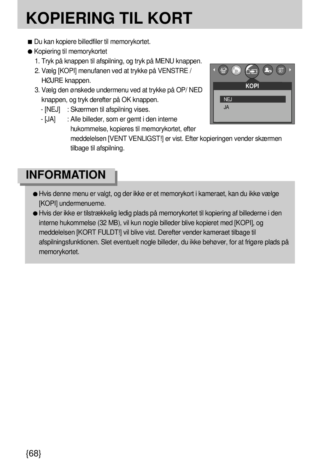 Samsung EC-A7ZZZSBB/E1 manual Vælg Kopi menufanen ved at trykke på Venstre Højre knappen, Tilbage til afspilning 