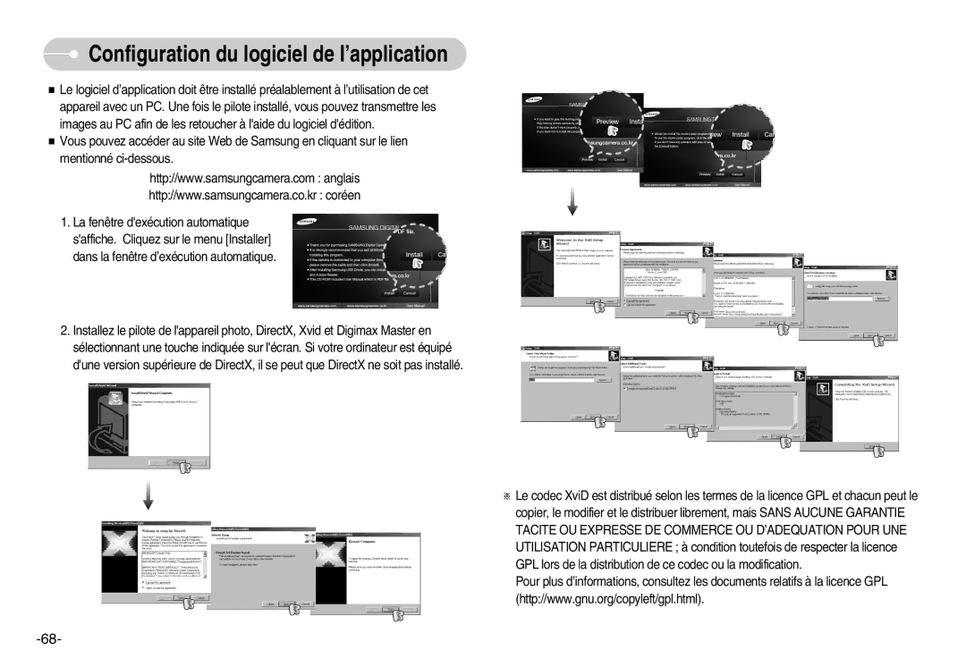 Samsung EC-D1030BBF/E1, EC-D1030SBF/E1 manual Configuration du logiciel de l’application 