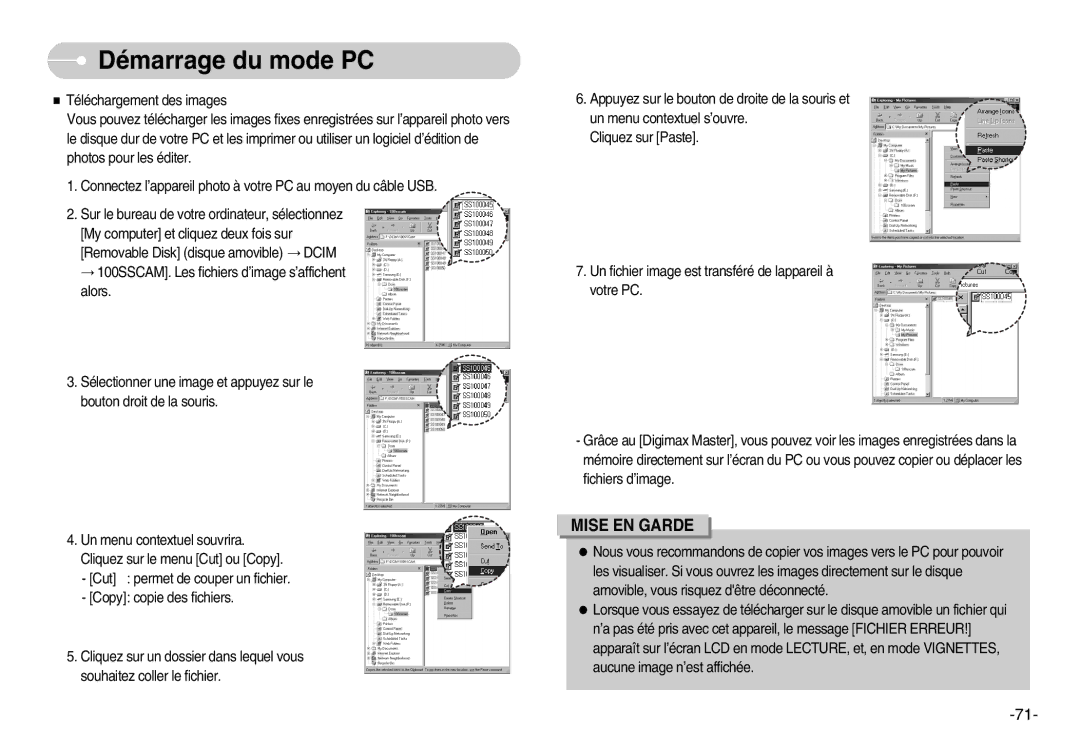 Samsung EC-D1030SBF/E1, EC-D1030BBF/E1 manual Mise EN Garde 