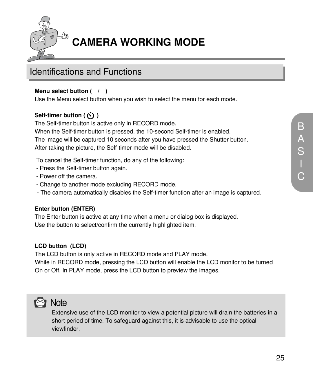 Samsung EC-D130ZSBA/E1, EC-D130ZSBA/US manual Menu select button, Self-timer button, Enter button Enter, LCD button LCD 