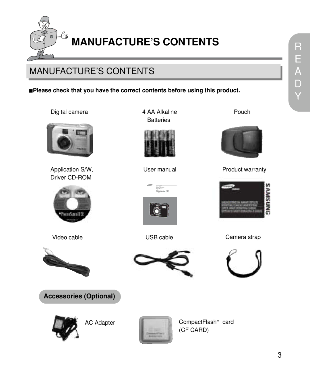 Samsung EC-D130ZSBA/E1, EC-D130ZSBA/US manual MANUFACTURE’S Contents 