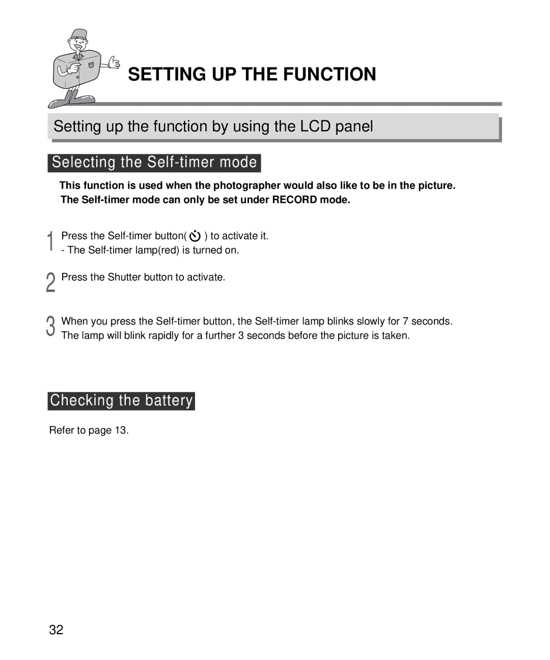 Samsung EC-D130ZSBA/US, EC-D130ZSBA/E1 manual Selecting the Self-timer mode 