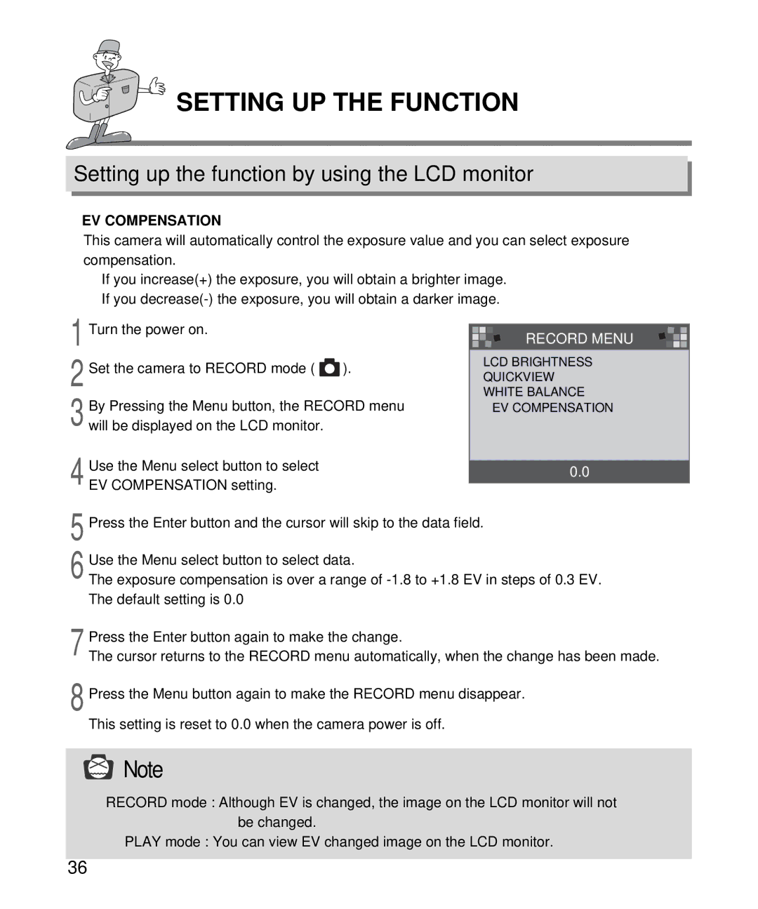 Samsung EC-D130ZSBA/US, EC-D130ZSBA/E1 manual EV Compensation 