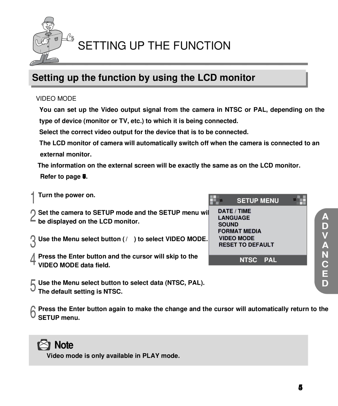 Samsung EC-D130ZSBA/E1, EC-D130ZSBA/US manual Video Mode 