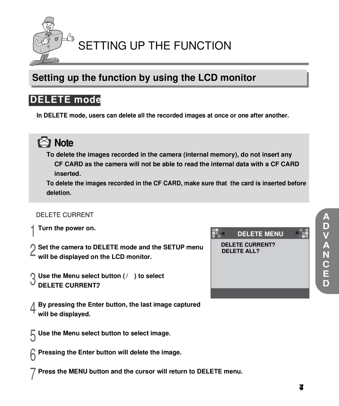 Samsung EC-D130ZSBA/E1, EC-D130ZSBA/US manual Delete mode 