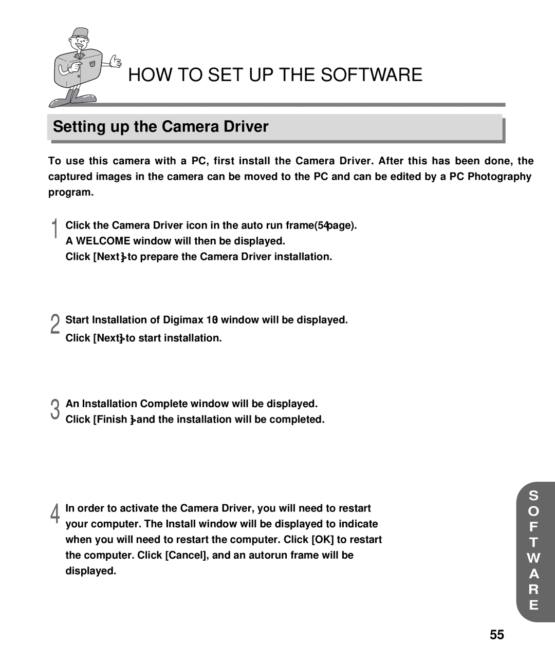 Samsung EC-D130ZSBA/E1, EC-D130ZSBA/US manual Setting up the Camera Driver 