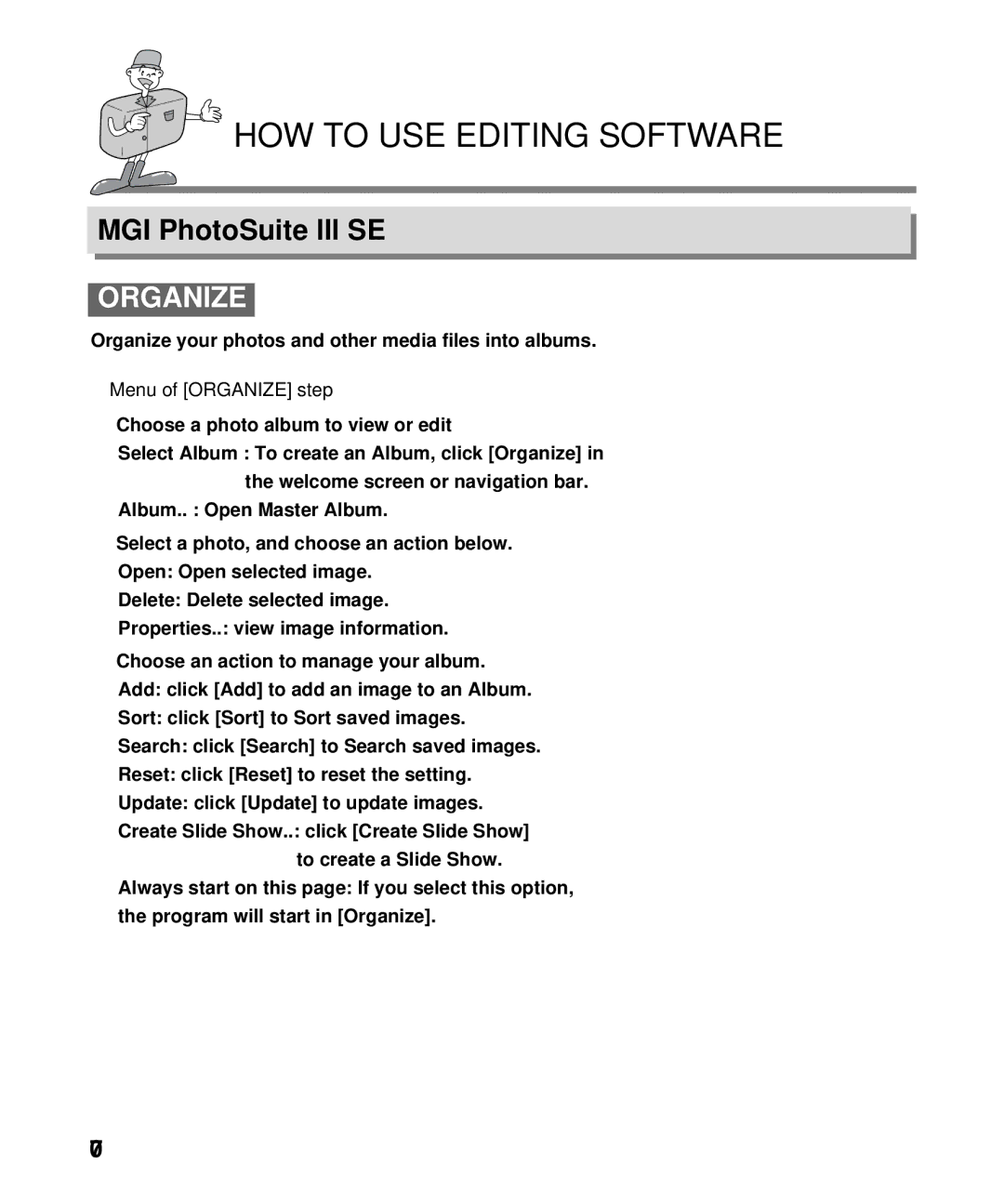 Samsung EC-D130ZSBA/US, EC-D130ZSBA/E1 manual Menu of Organize step 