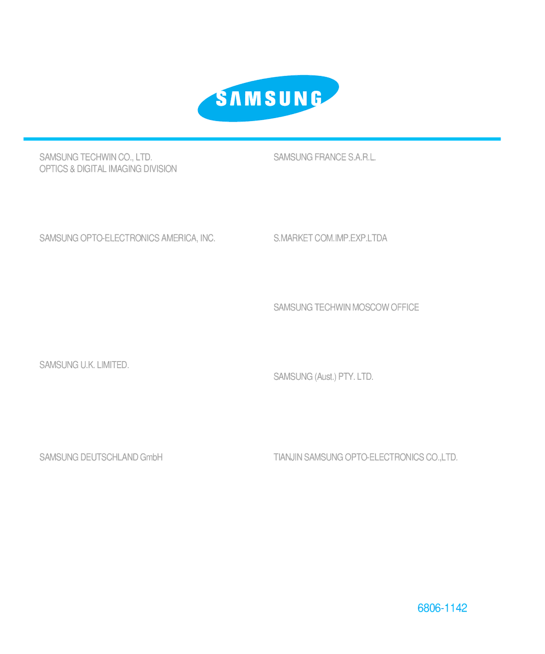 Samsung EC-D130ZSBA/US, EC-D130ZSBA/E1 manual 6806-1142 