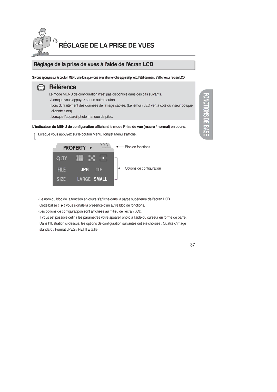 Samsung EC-D220SABA/FR manual Réglage de la prise de vues à laide de lécran LCD 