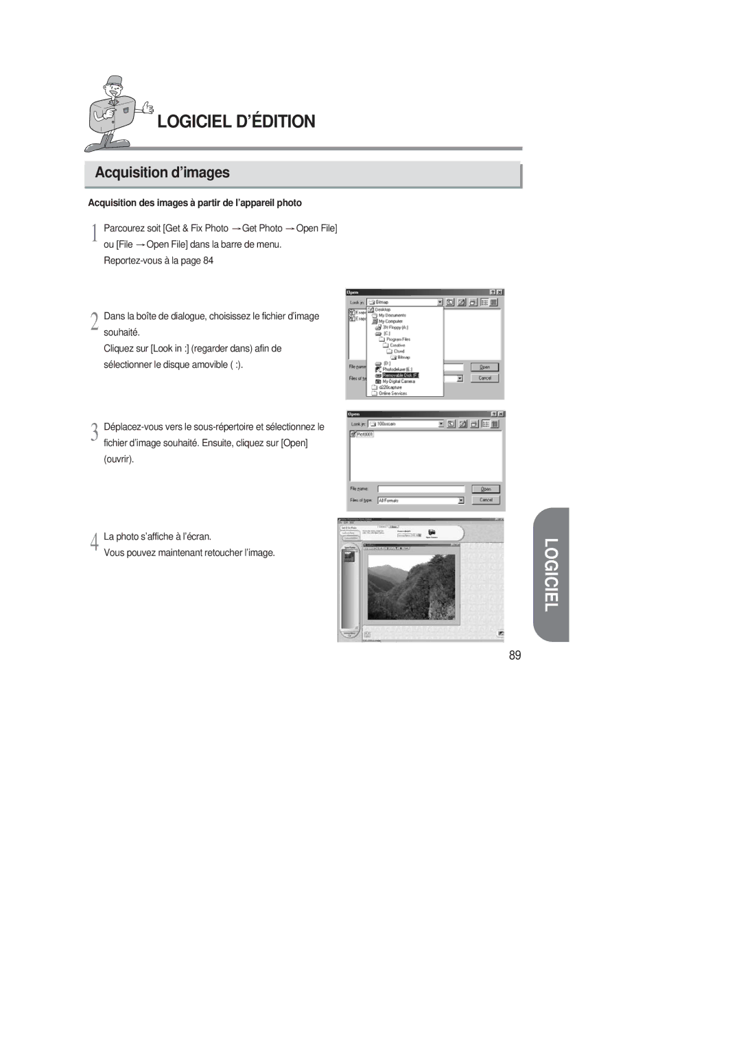 Samsung EC-D220SABA/FR manual Acquisition des images à partir de l’appareil photo, Vous pouvez maintenant retoucher l’image 