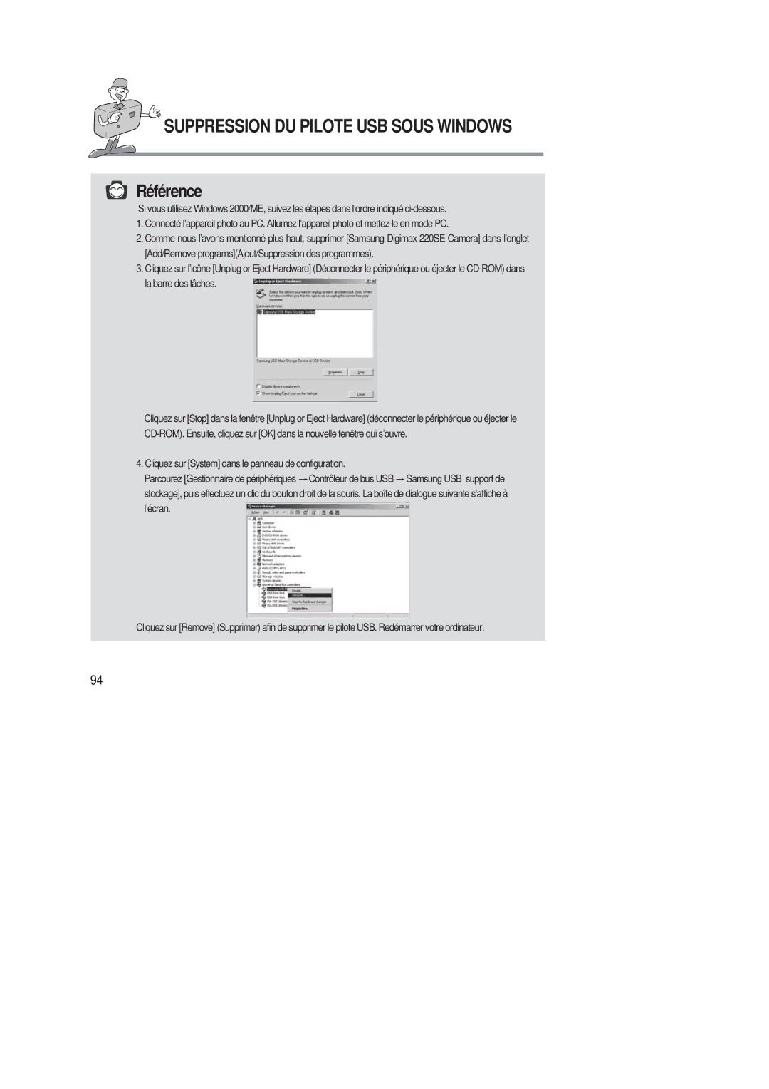 Samsung EC-D220SABA/FR manual Cliquez sur System dans le panneau de configuration 