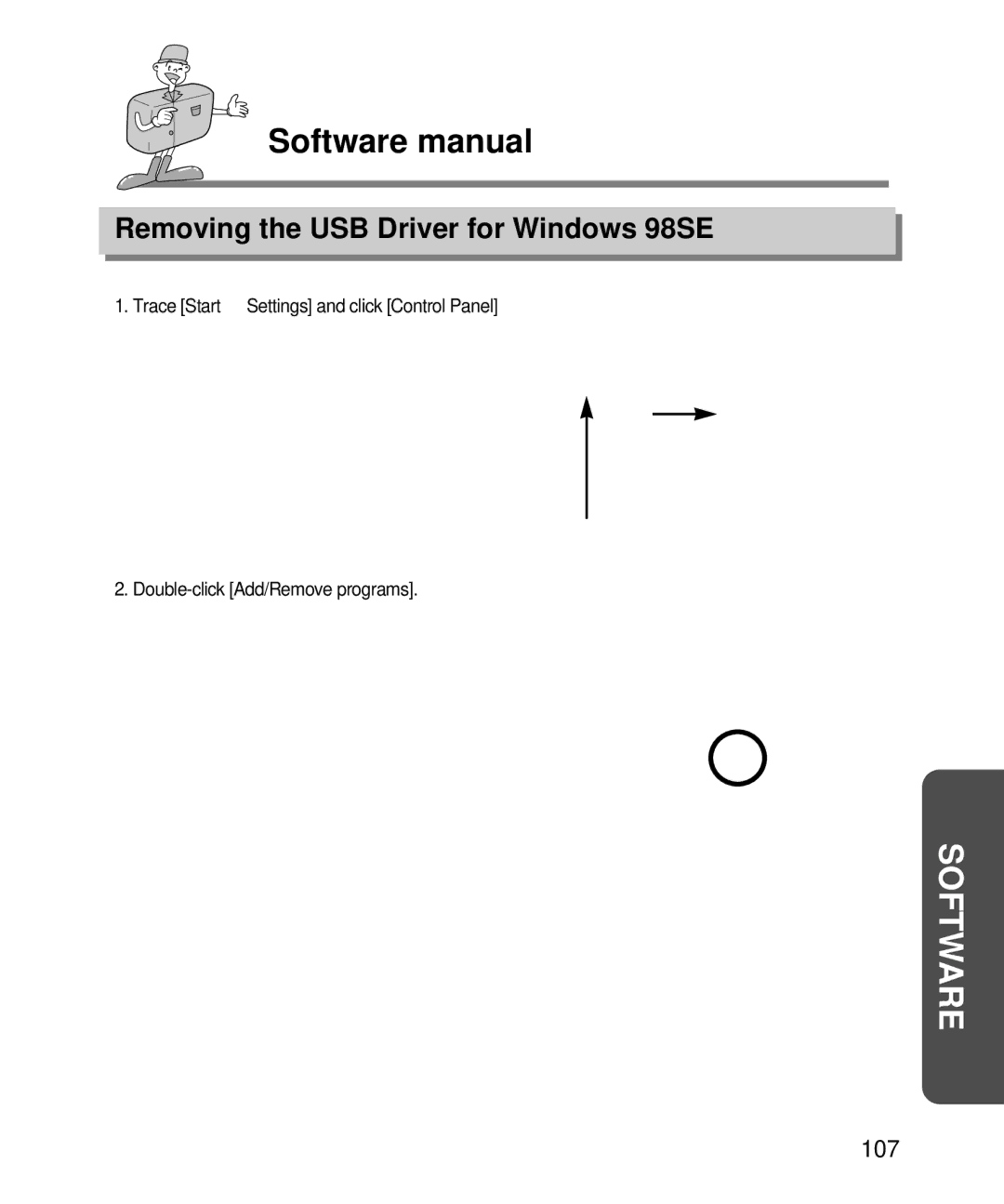 Samsung EC-D240ZSBA/E1 manual Removing the USB Driver for Windows 98SE, 107 