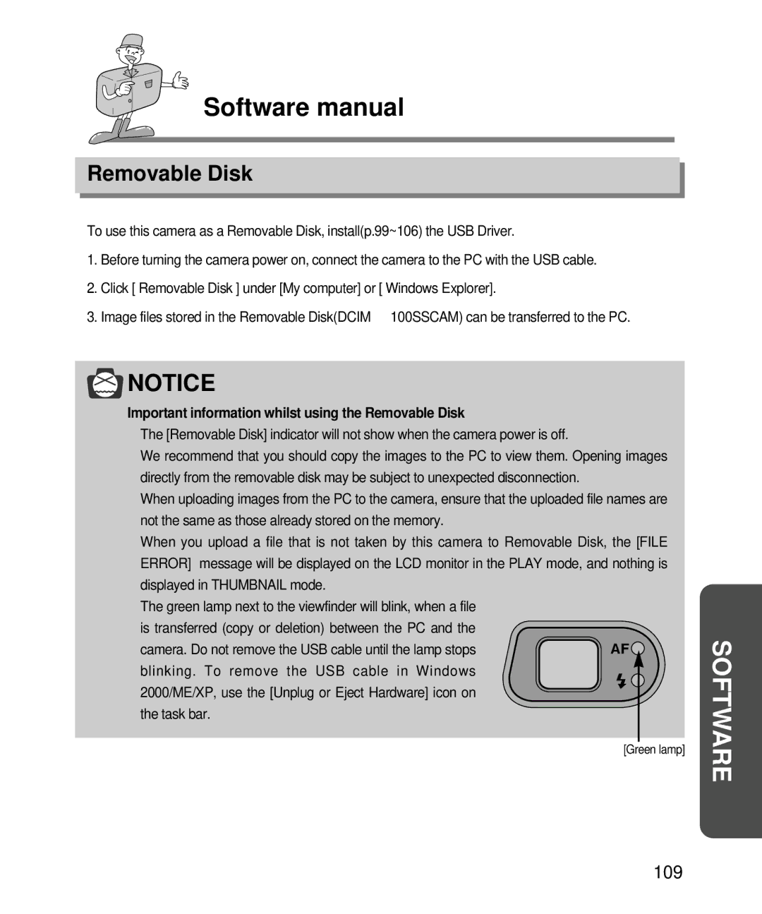 Samsung EC-D240ZSBA/E1 manual Removable Disk, 109 