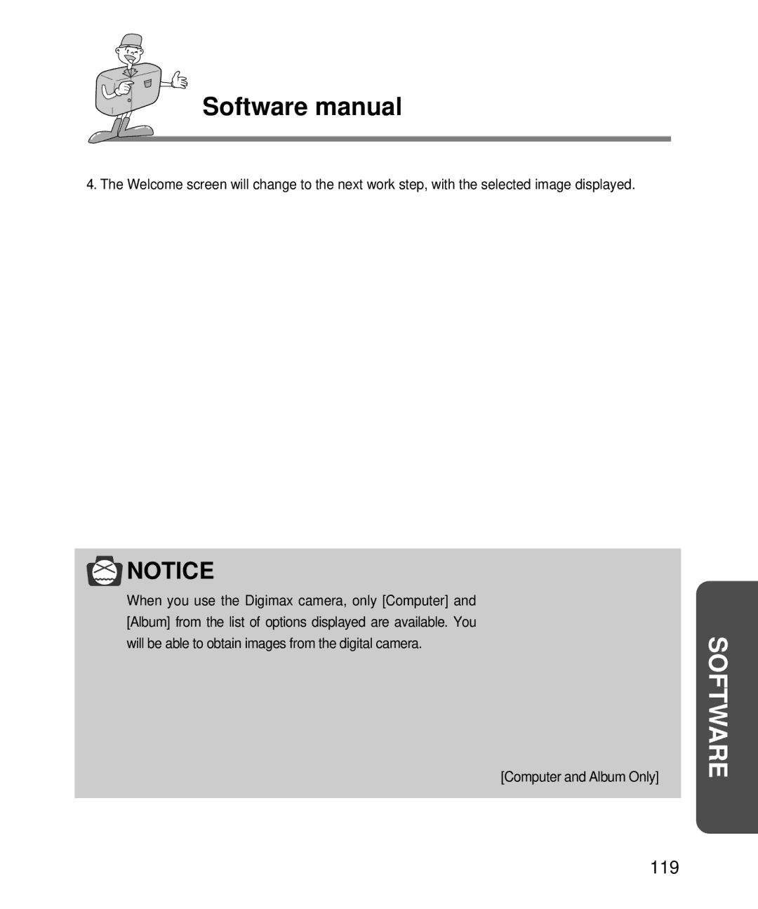 Samsung EC-D240ZSBA/E1 manual 119, Computer and Album Only 