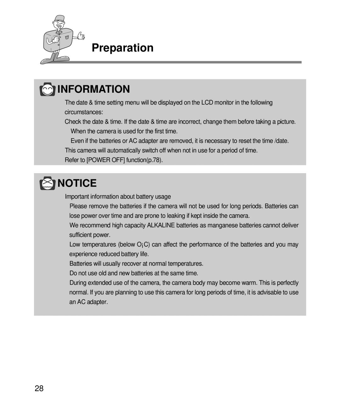 Samsung EC-D240ZSBA/E1 manual Preparation 