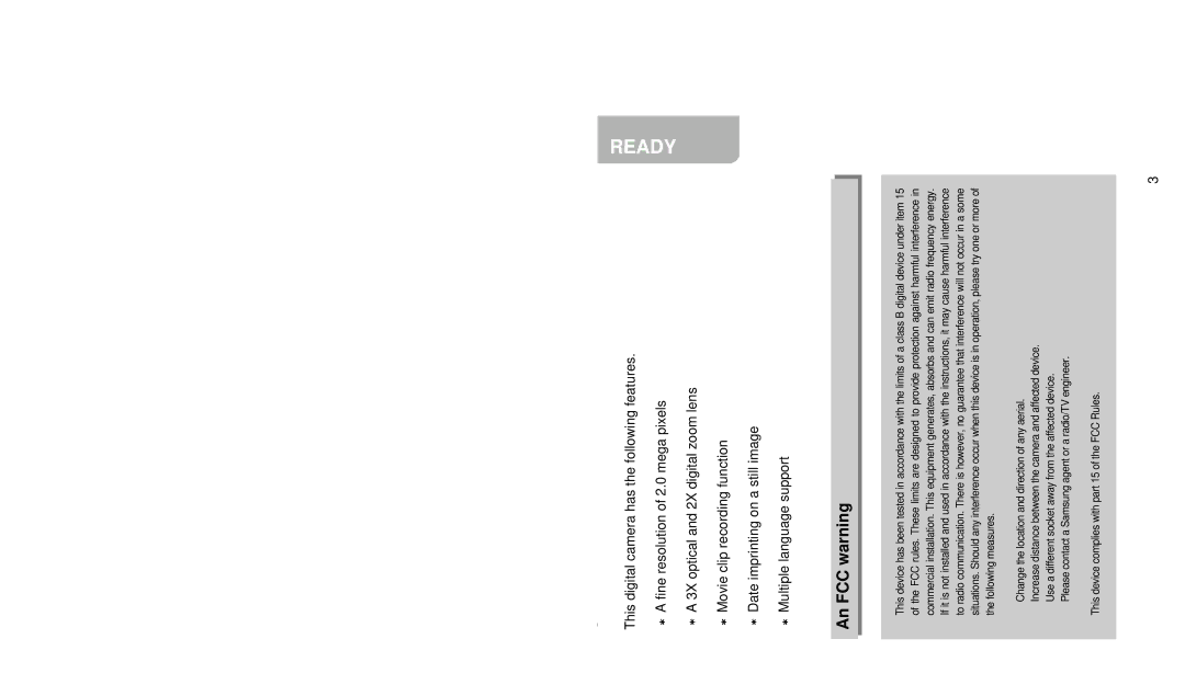 Samsung EC-D240ZSBA/E1 manual Special features, An FCC warning 