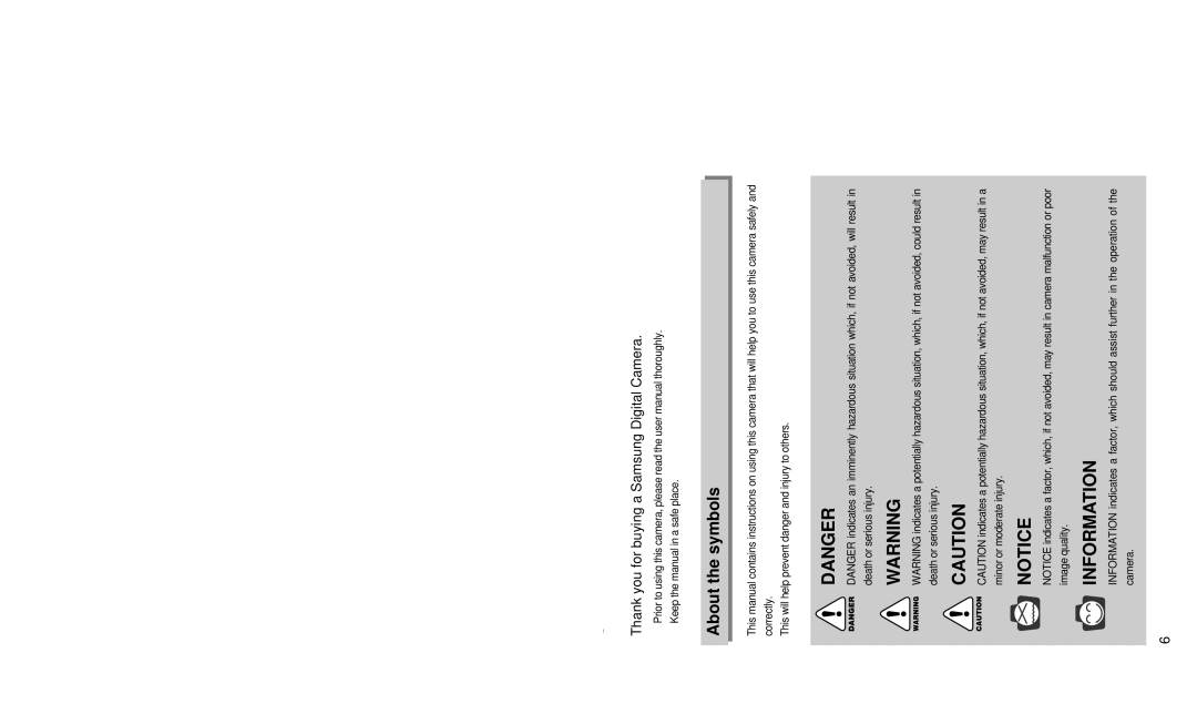 Samsung EC-D240ZSBA manual Getting to know your camera, About the symbols, Thank you for buying a Samsung Digital Camera 