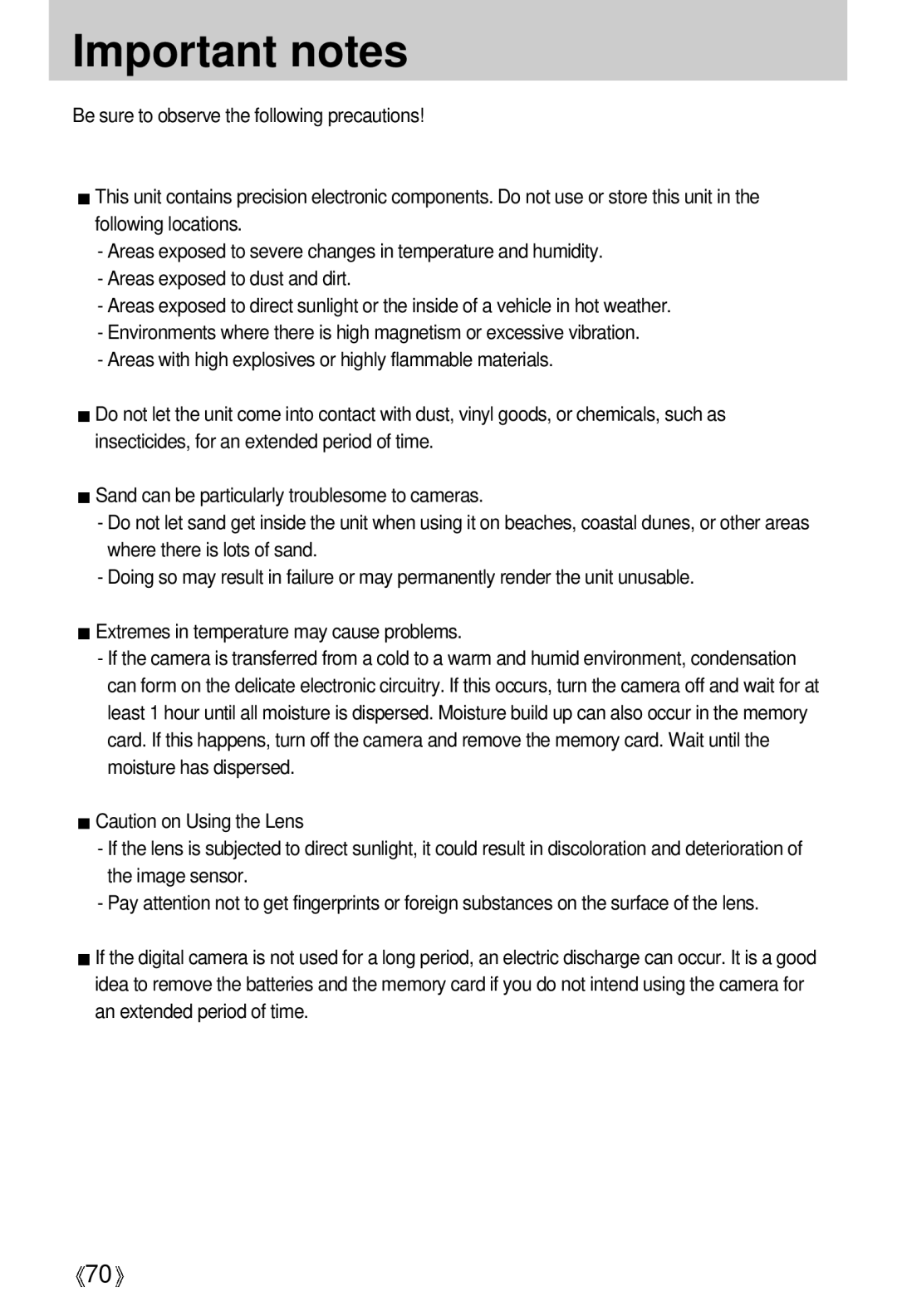 Samsung EC-D250ZSBA/E1 manual Important notes 