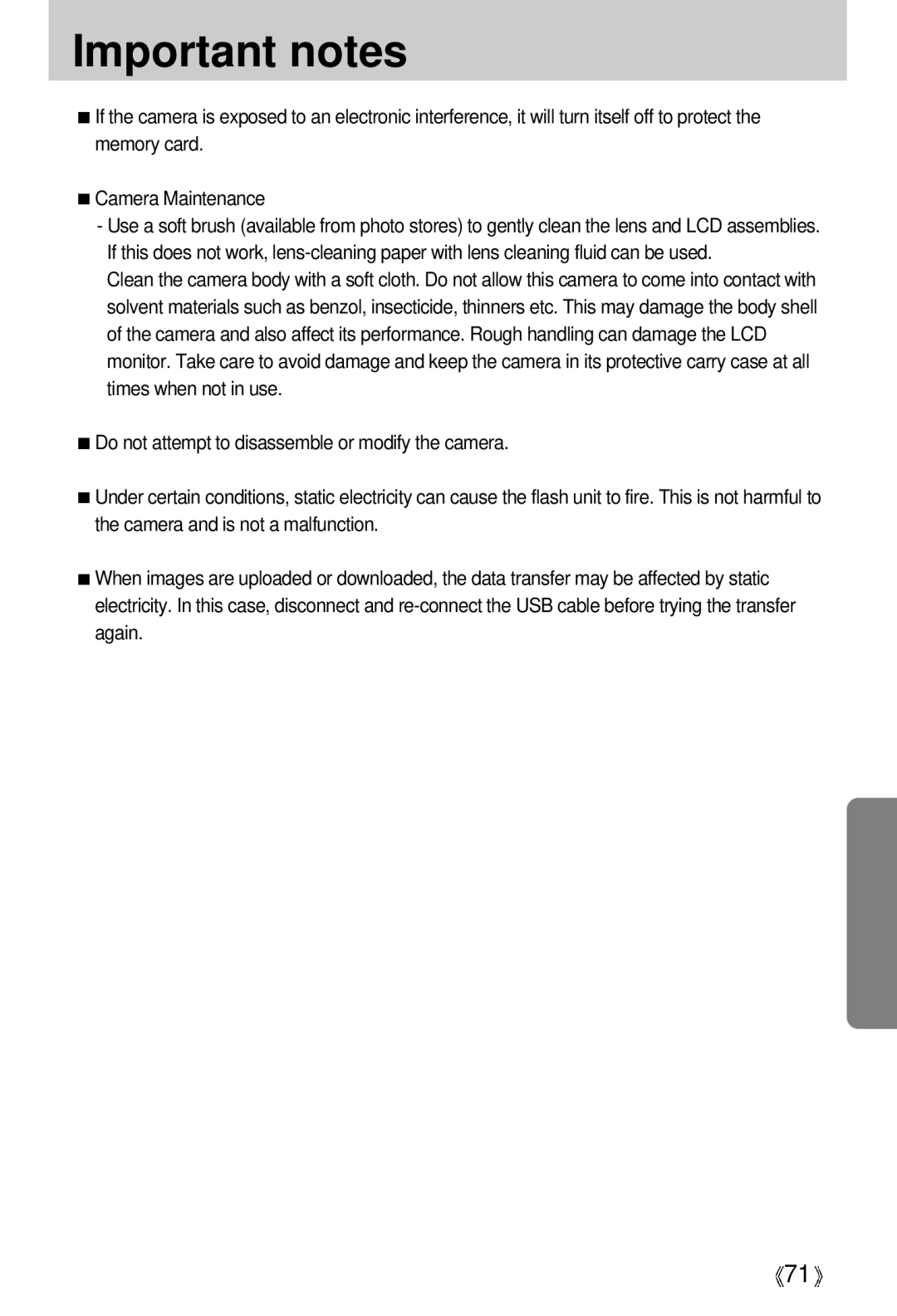 Samsung EC-D250ZSBA/E1 manual Important notes 