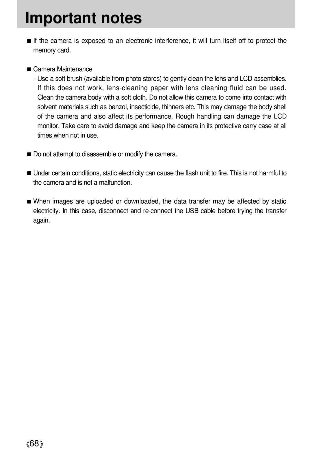 Samsung EC-D301ZSBA/E1 manual Important notes 