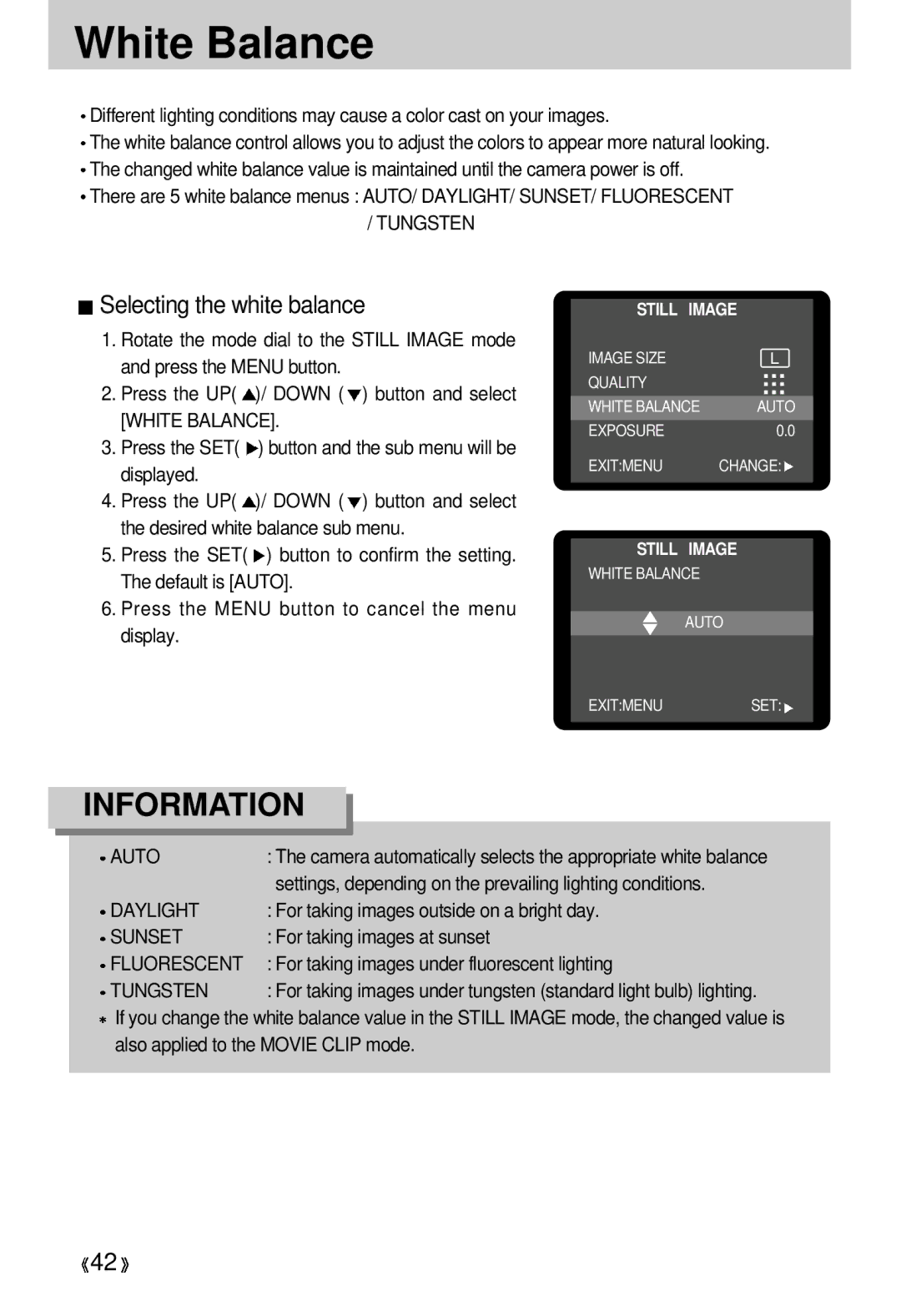 Samsung EC-D330ZSBA/E1 manual White Balance, Selecting the white balance 