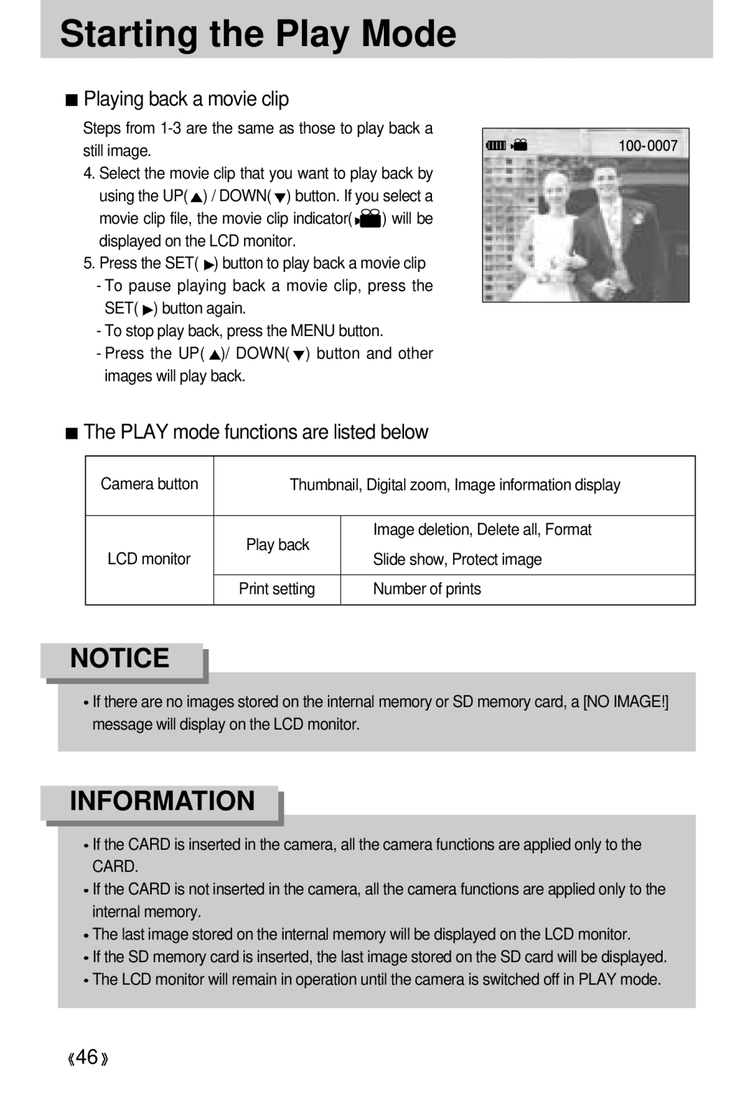 Samsung EC-D330ZSBA/E1 Playing back a movie clip, Play mode functions are listed below, Image deletion, Delete all, Format 