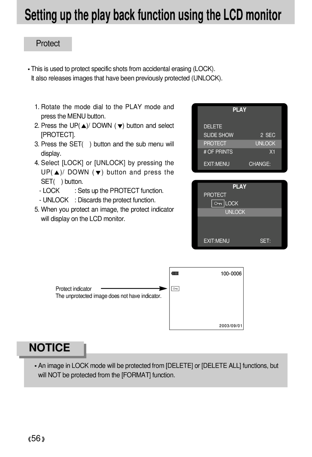 Samsung EC-D330ZSBA/E1 manual Protect 