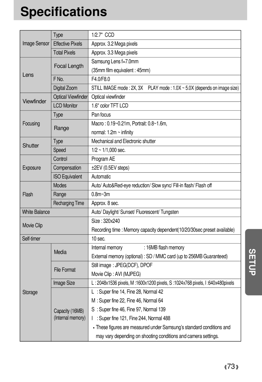 Samsung EC-D330ZSBA/E1 manual Specifications 