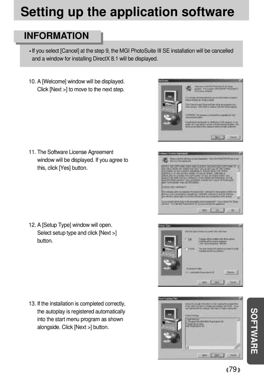 Samsung EC-D330ZSBA/E1 manual Setting up the application software 