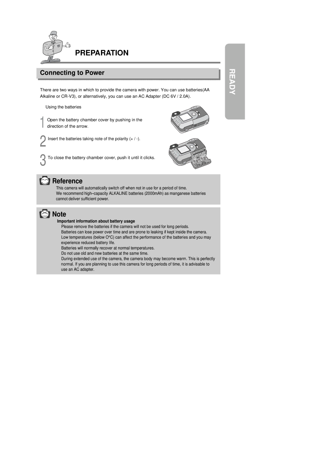 Samsung EC-D350SABA/E1, EC-D350SABA/US, EC-D350SABA/GB manual Preparation, Connecting to Power 