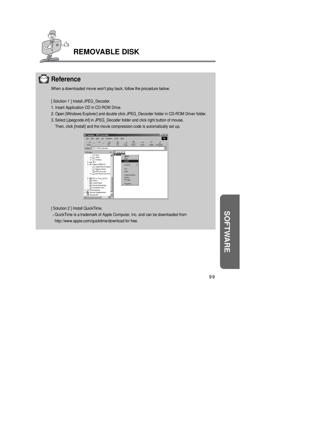 Samsung EC-D350SABA/US, EC-D350SABA/E1, EC-D350SABA/GB manual Solution 2 Install QuickTime 