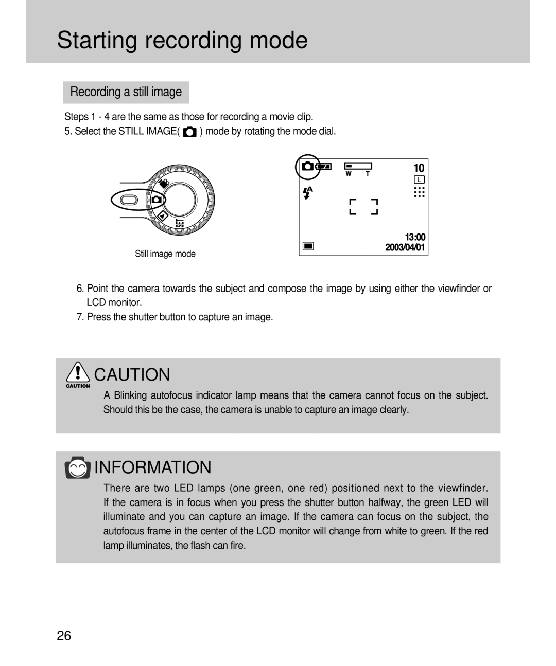 Samsung EC-D360ZSAA, EC-D360ZSBA/E1 manual Recording a still image 