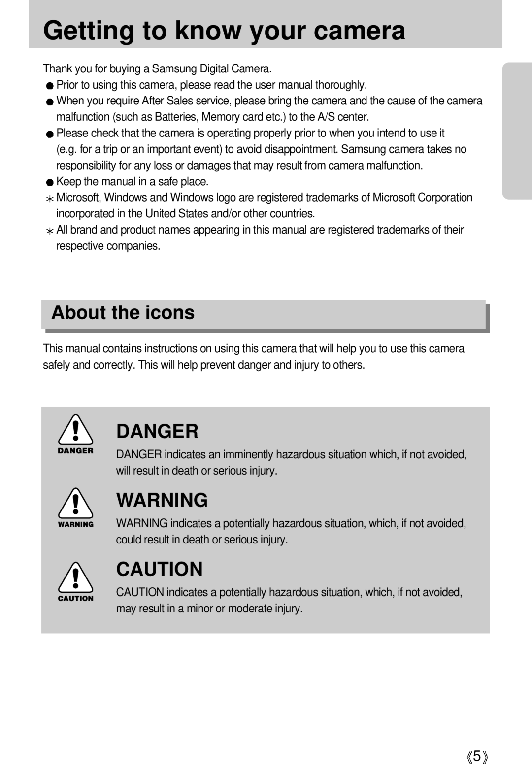 Samsung EC-D370ZUBA/E1, EC-D370ZSBA/GB, EC-D370ZSBB/E1, EC-D370ZSBB/GB manual Getting to know your camera, About the icons 