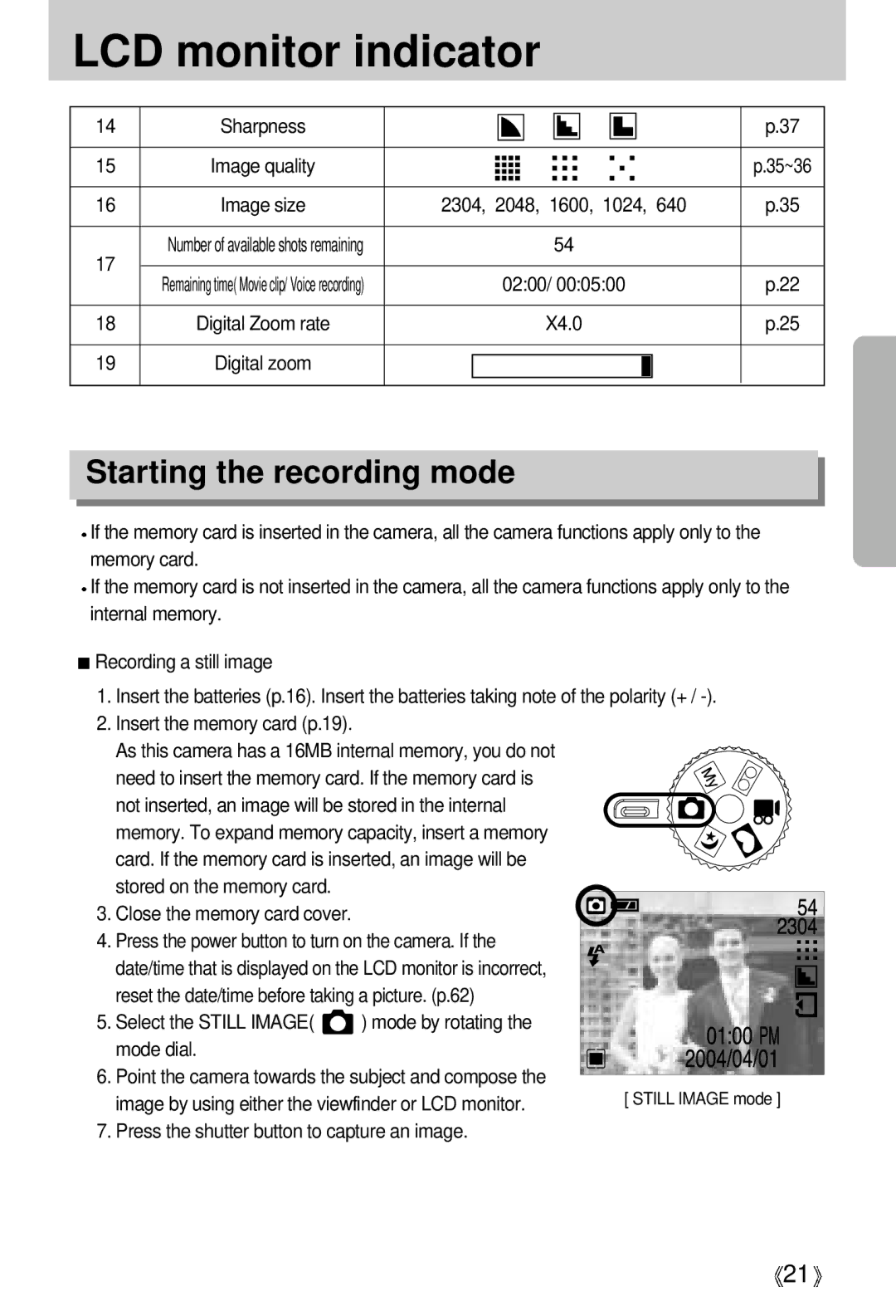 Samsung EC-D401ZSBA/E1, EC-D401ZSBB/E1 manual Starting the recording mode, Close the memory card cover 