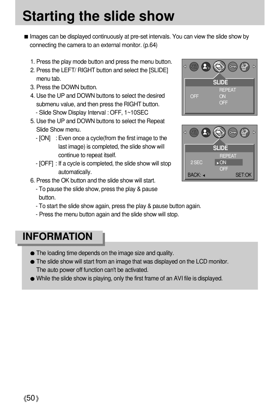 Samsung EC-D401ZSBB/E1, EC-D401ZSBA/E1 manual Starting the slide show 