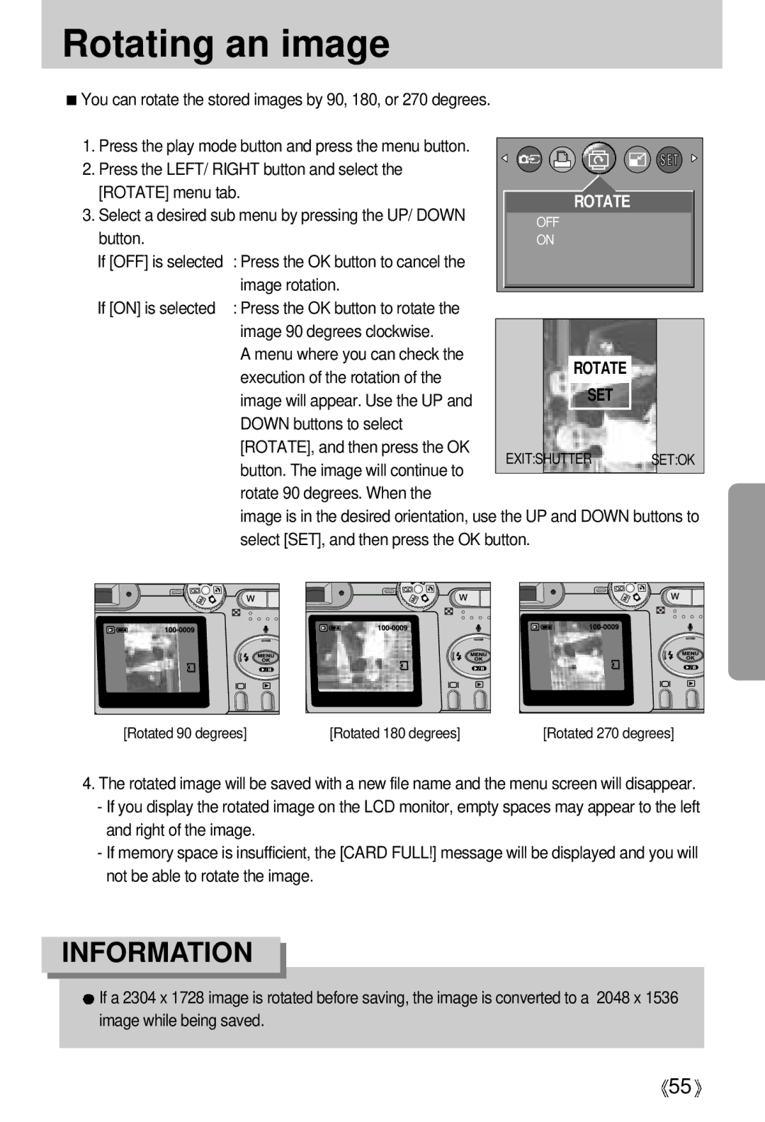 Samsung EC-D401ZSBA/E1, EC-D401ZSBB/E1 manual Rotating an image 