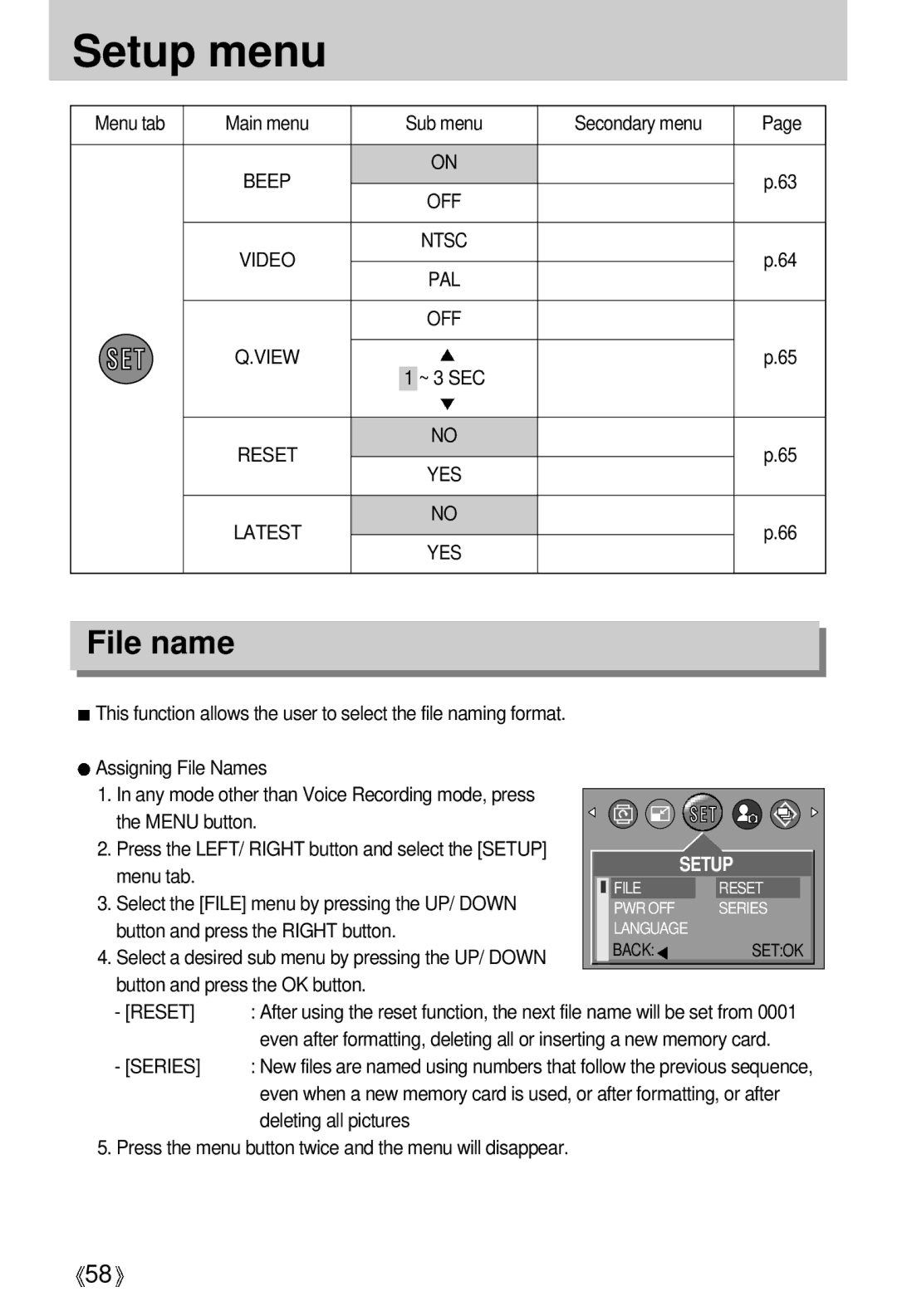 Samsung EC-D401ZSBB/E1, EC-D401ZSBA/E1 manual File name, Beep, Reset, Series 