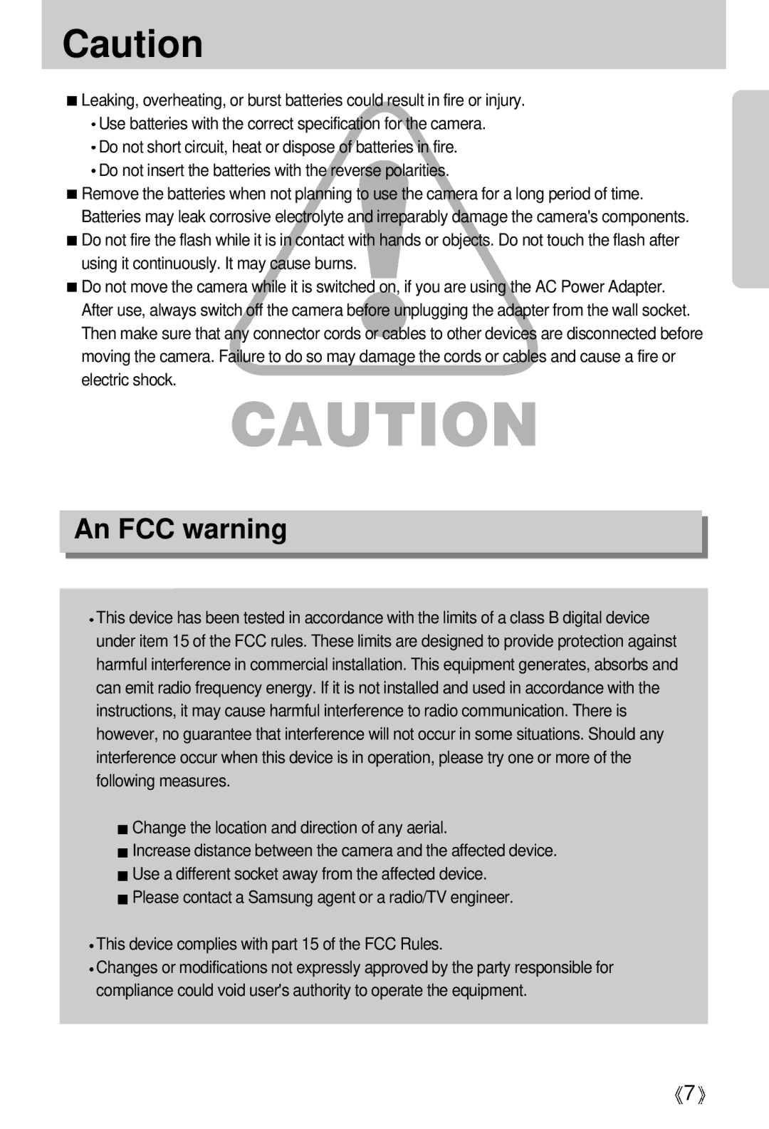 Samsung EC-D401ZSBA/E1, EC-D401ZSBB/E1 manual An FCC warning 