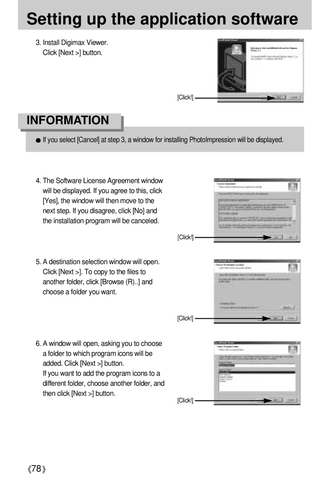 Samsung EC-D401ZSBB/E1, EC-D401ZSBA/E1 manual Install Digimax Viewer. Click Next button 