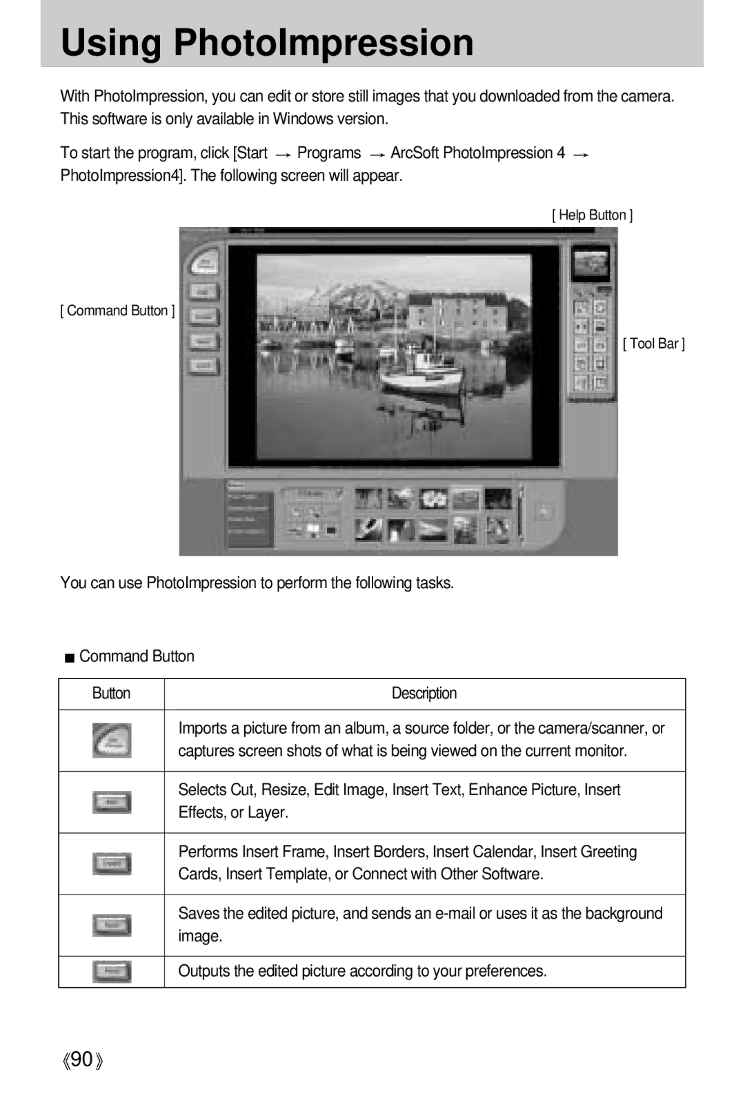 Samsung EC-D401ZSBB/E1, EC-D401ZSBA/E1 manual Using PhotoImpression 