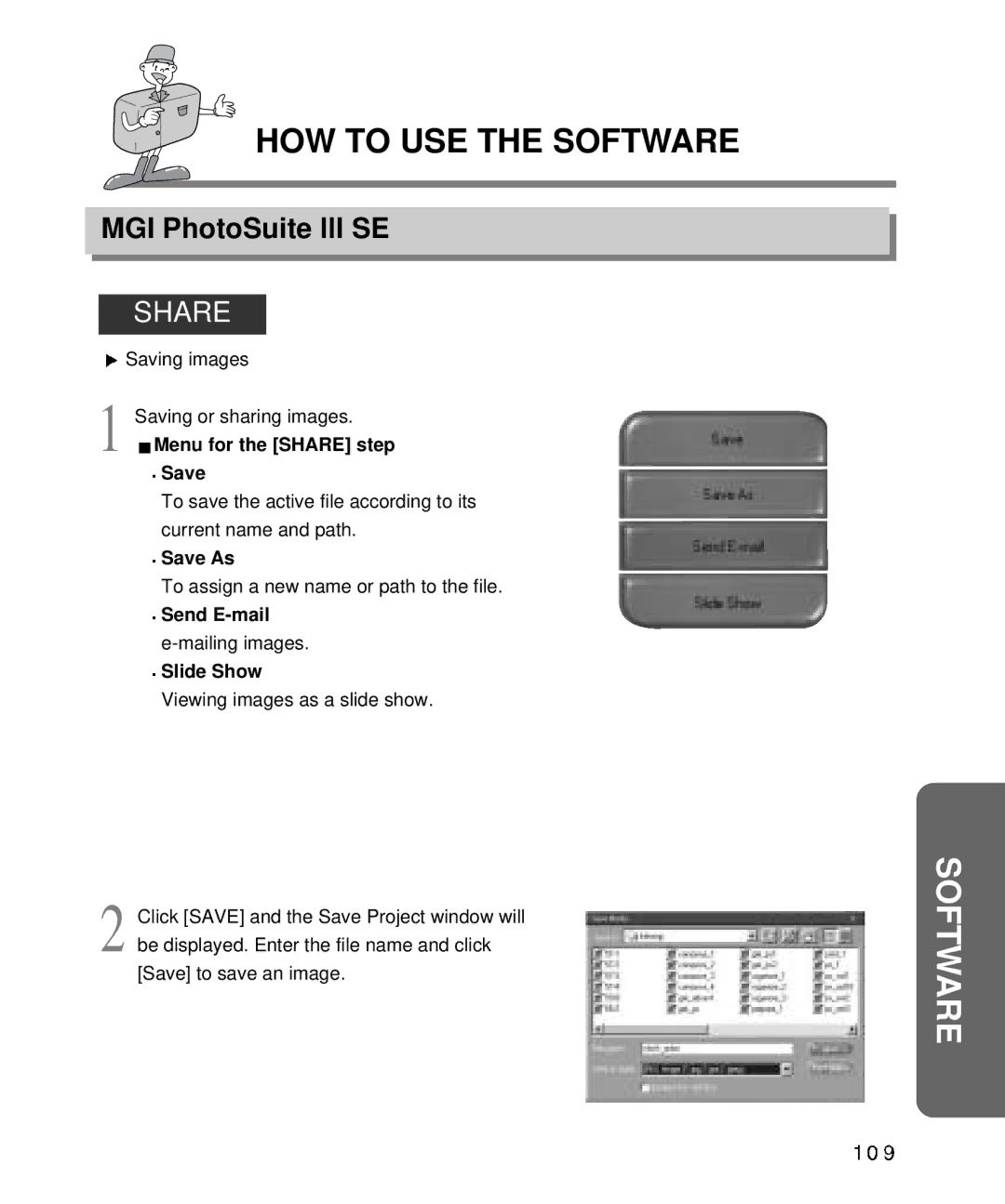 Samsung EC-D340ZSBA/E1 Saving images Saving or sharing images, To assign a new name or path to the file, Mailing images 